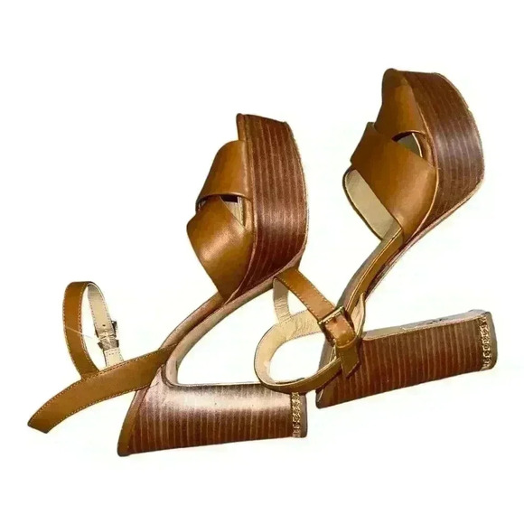 Michael Kors Tan Divia Block Heel Sandals, Size 8 - Picture 5 of 9